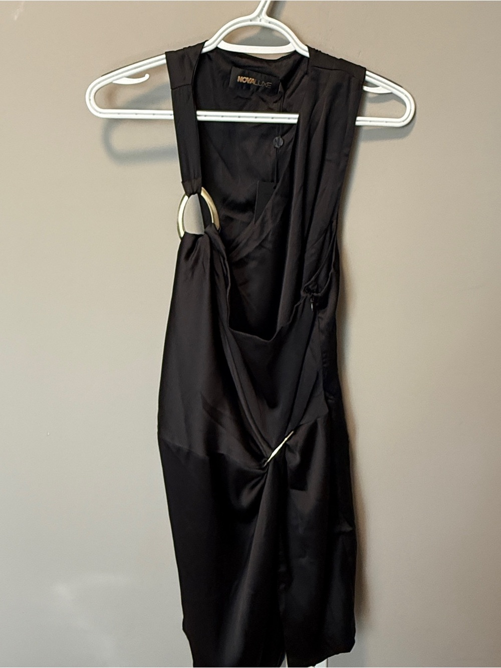NWT Fashion Nova Black Satin Dress - L